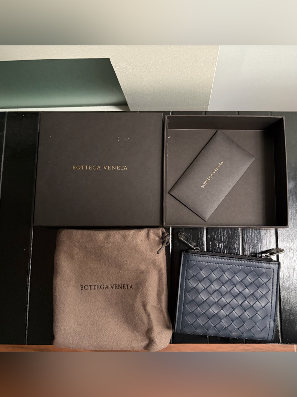 Bottega Veneta Deep Blue Intrecciato Leather Wallet